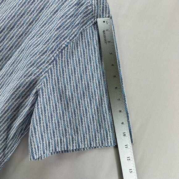 Pronto Uomo Shirt Mens Sz 2XL Herringbone Button Down Short Sleeve Cotton Blue - Picture 9 of 10